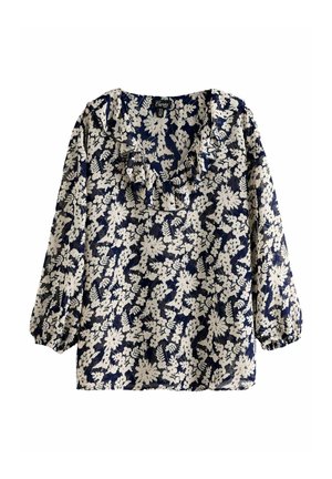 REGULAR FIT - CURVES RUFFLE FRONT PUFF SLEEVE  - Blus - black