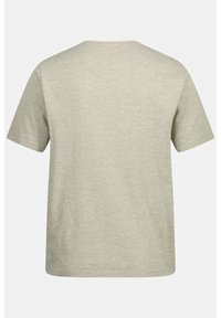 Světle šedé tričko s krátkým rukávem vyrobené z měkké bavlny. Rovný střih s kulatým výstřihem a bez viditelných log nebo vzorů.