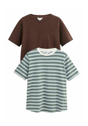 MATERNITY NURSING 2 PACK - T-Shirt print - chocolate brown and green stripe