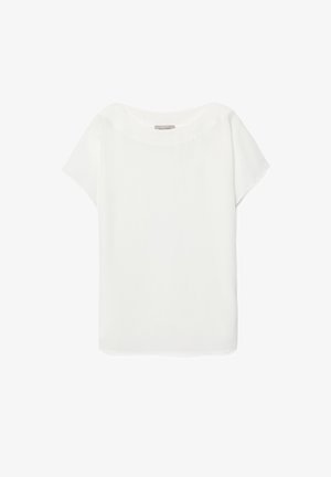 Witte blouse met korte mouwen van lichtgewicht stof. Kenmerkt zich door een ronde halslijn en een ontspannen pasvorm met een gladde, zachte textuur.