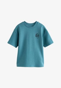 Neselectat, teal blue skull