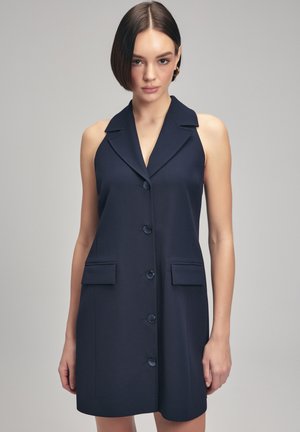 SLEEVELESS BUTTONED FRONT - Shirt dress - navy blue