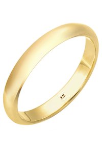 Goldring mit einer glatten, polierten Oberfläche, kreisförmiger Form und einer Breite, die für den täglichen Gebrauch geeignet ist. Mit "375" für die Goldreinheit markiert.