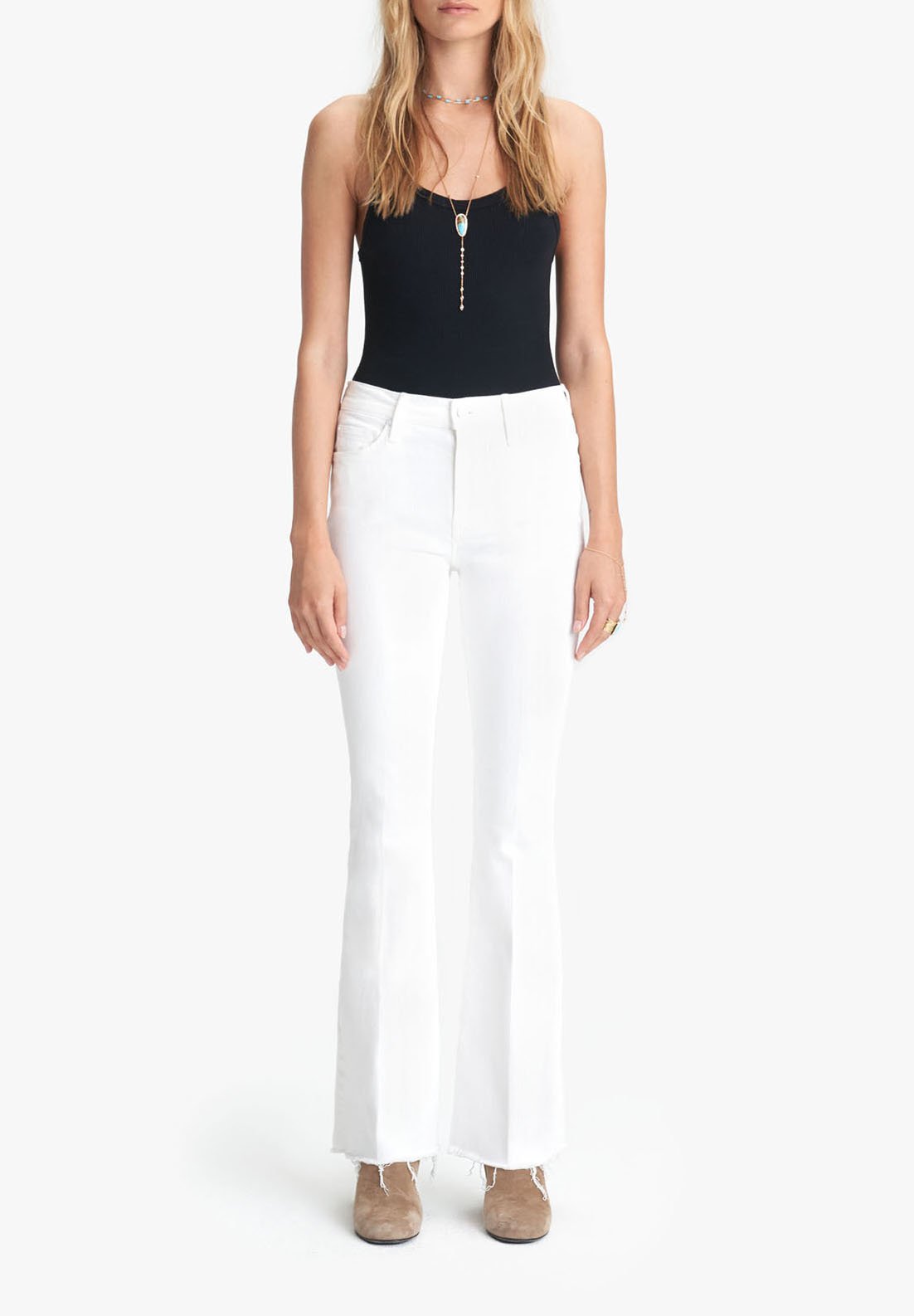 Mother THE WEEKENDER FRAY Wide Leg white/white denim Zalando
