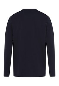 Langarmhemd in dunkelnavy, aus weichem Stoff gefertigt. Verfügt über einen runden Ausschnitt und nahtlose Schultern, mit gerader Passform und ohne Verzierungen.