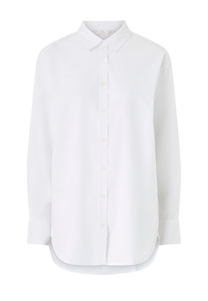 Witte overhemd met lange mouwen, klassieke kraag en licht gebogen zoom. Gemaakt van gladde stof met een verzorgde afwerking.