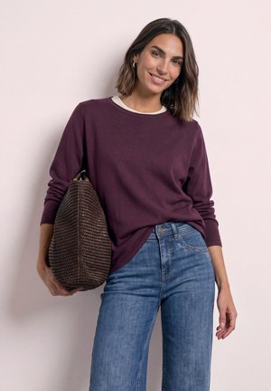 Street One, PULLOVER MIT RUNDHALS UND ROLLKANTEN - Pullover - berry maroon