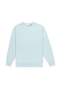 Lyseblå sweatshirt lavet af blødt stof, med en crew neck, lange ærmer og ribkant. Diskret branding på fronten.