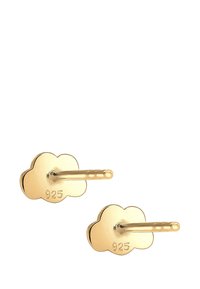 Guldmolnformade klänes örhängen med polerad yta, som har en rak stift och ingraverad "925"-markering.