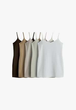 THE SET, REGULAR FIT - 5 PACK LONGLINE CAMI VESTS - Top - brown neutral cream white