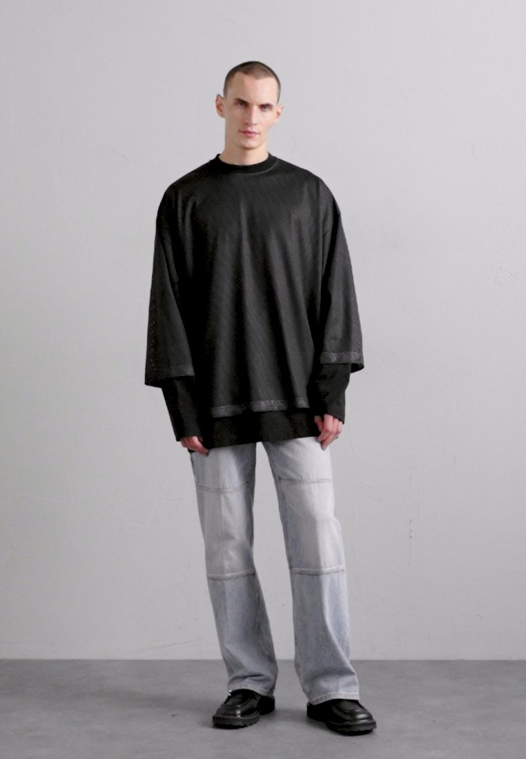 人気 ☆ 032C ☆ TEAM LAYERED LONGSLEEVE FADED BLACK 032c GAME LAYERED LONGSLEEVE - Long sleeved top - washed