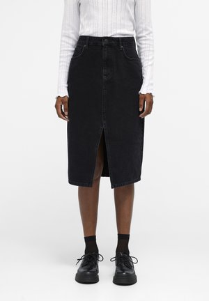 OBJHARLOW MIDI - Denim skirt - black