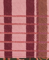 Tissu à carreaux dans des teintes de rose et de bourgogne, présentant des rayures alternant entre larges et fines, avec des motifs diagonaux dans certaines sections.
