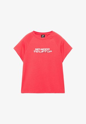 PULL&BEAR, SHORT RAGLAN SLEEVE T-SHIRT - T-Shirt print - red