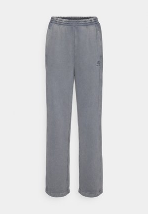Hallid hallid dressipüksid elastse vöökoha, küljetaskute ja logoga. Sile kangas, sirge jala disain ja minimaalsed õmblusdetailid.