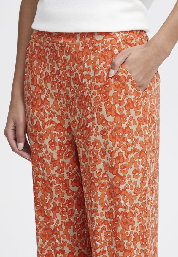 IHAya - Trousers - coral rose leo aop4