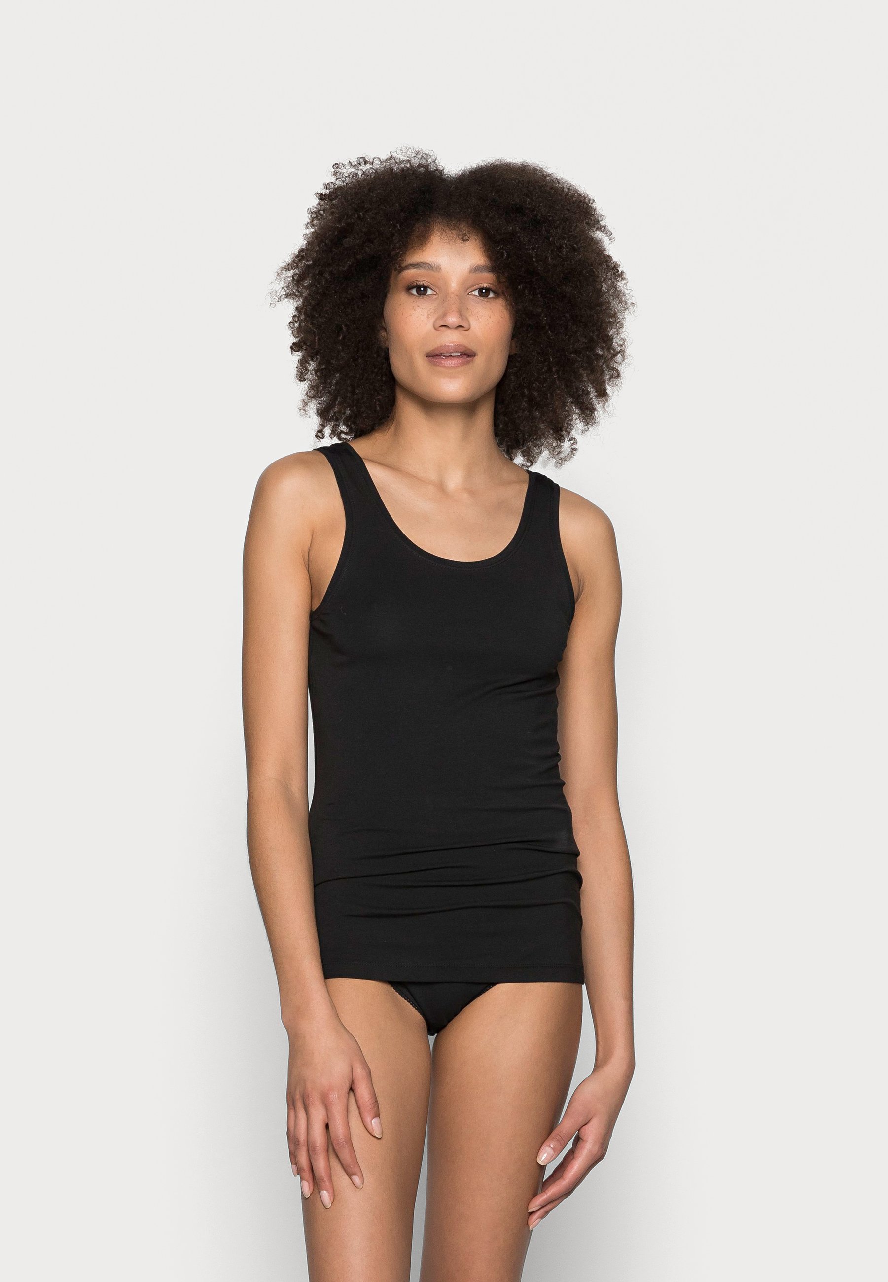 Triumph Feel Of Cotton Spaghetti Top | Maglietta Intima Donna Invisibile | Scollo Quadrato Con Pizzo | Nero