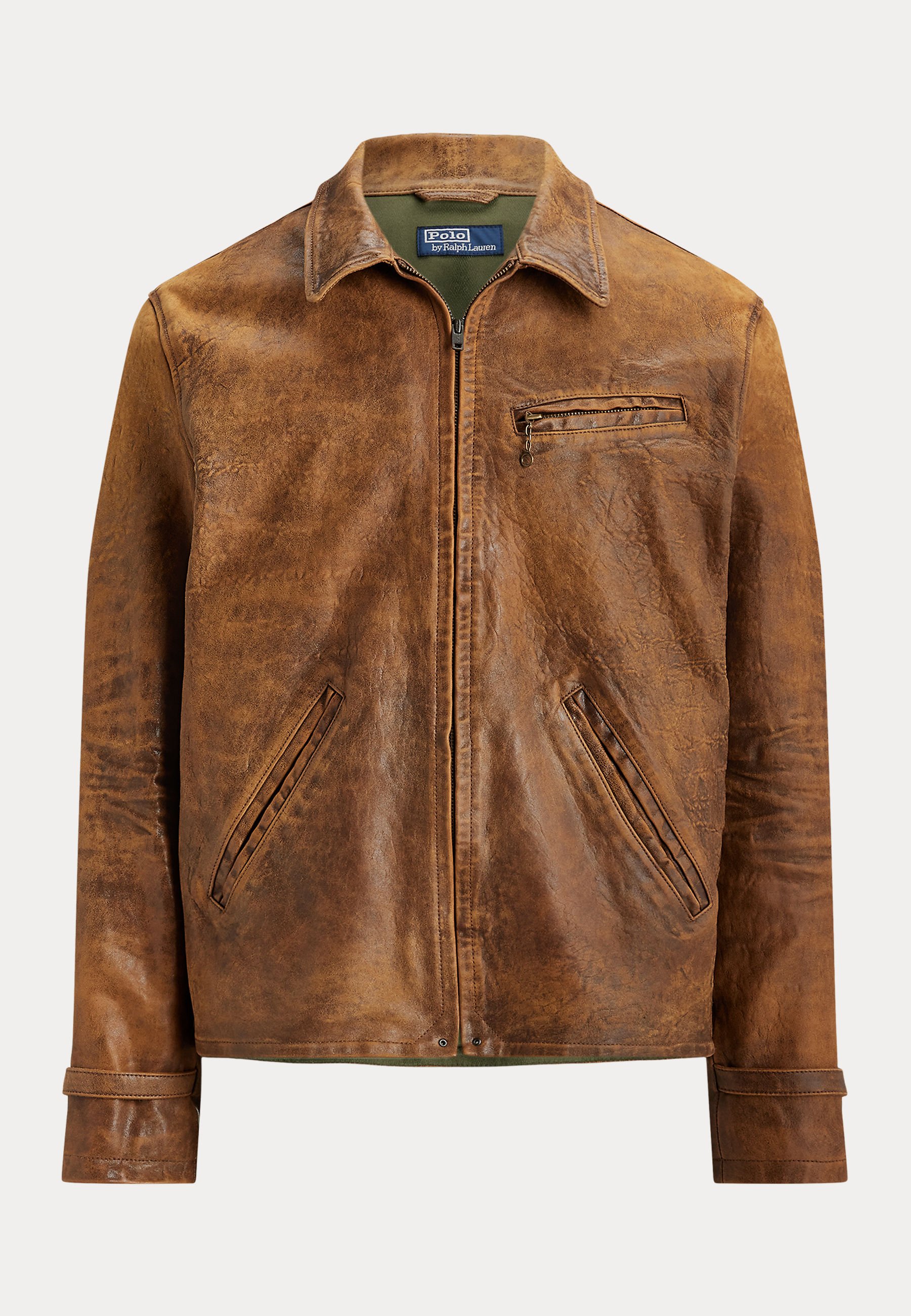 Polo Ralph Lauren LEATHER FLIGHT JACKET - Leather jacket - hunter