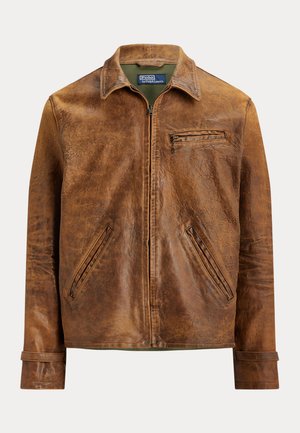 LEATHER NEWSBOY JACKET - Leather jacket - soft brown