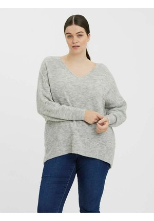 VMVIGGA LS V-NECK - Jumper - light grey melange