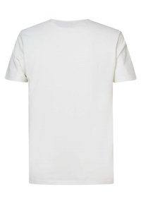 Hvid bomulds t-shirt med korte ærmer, rund halsudskæring og en glat overflade. Enkel design, uden synlige mønstre eller accenter.