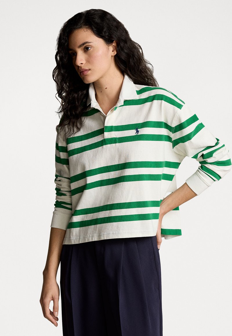 Polo Ralph Lauren RUGBY LONG SLEEVE - Μπλούζα με μακριά μανίκια - deckwash white/hillside green
