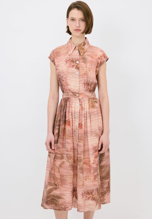 WITH GATHERED DETAIL - Blusenkleid - printed cinnamon