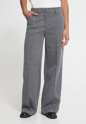 ICHI, IHKATE SUS OFFICE JACQUARD PA - Püksid - black white herringbone