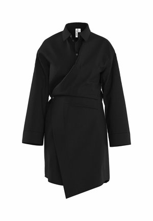 HYPEDROP, SHORT DRESS HDIRIS LS ASYMMETRIC - Robe chemise - black