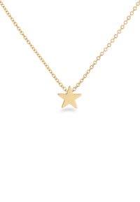 Goldene Halskette mit einem Stern-Anhänger. Der Stern ist glatt und hat spitze Enden, befestigt an einer zarten Kette mit gleichmäßig verteilten Gliedern.