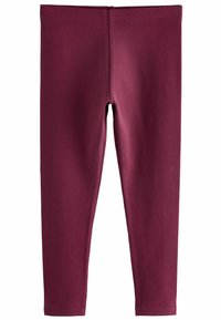 Burgundy leggings tillverkade av slätt, elastiskt tyg. Åtsittande design med resår i midjan och utan synliga sömmar.