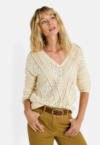 COL V MANCHES LONGUES - Pullover - ecru