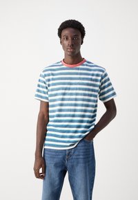 Scotch & Soda STRIPE POCKET - T-shirts print - off white harbour teal multicolour