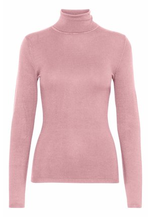 Maglione a collo alto rosa realizzato in materiale a maglia fine, con maniche lunghe, vestibilità slim e collo e polsini a costine.