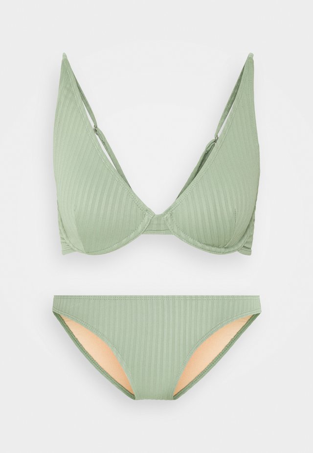 HALF WIRE BRA FULL BIKINI SET - Bikini - khaki