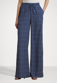 Lauren Ralph Lauren - Geo Print Crepe Wide Leg Pant - Trousers - blue/white Thumbnail Image 1