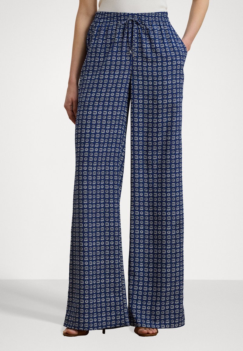 Lauren Ralph Lauren - Geo Print Crepe Wide Leg Pant - Trousers - blue/white, Enlarge