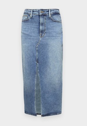 Good American, SLIT FRONT MIDI - Farmerszoknya - light blue denim