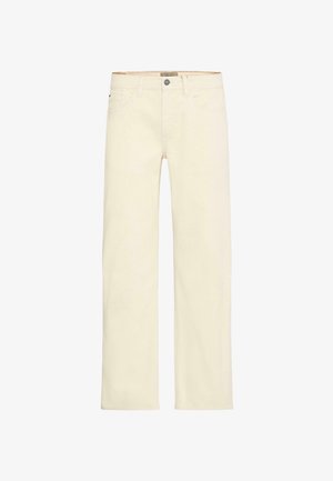 Jeans iz kremno obarvanega denima s krojem ravnih nog, ki imajo pet žepov, sprednjo zadrgo z gumbi in subtilne šive.