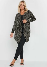 Yours Clothing ABSTRACT FLORAL PRINT WATERFALL - Kofta - black