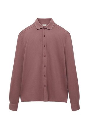 Camicia a maniche lunghe con bottoni in un mauve tenue, con colletto classico e polsini.