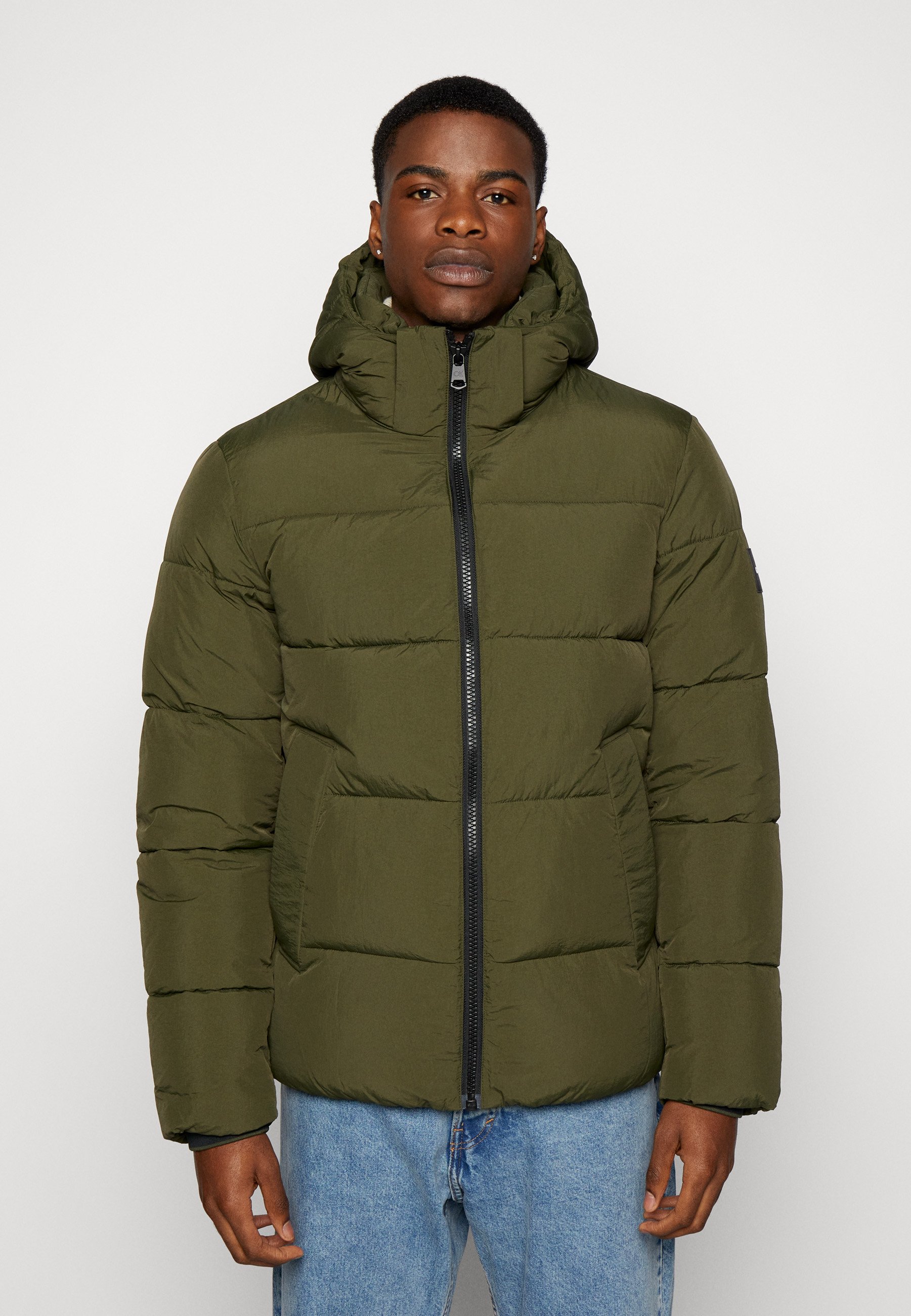 dark olive puffer jacket