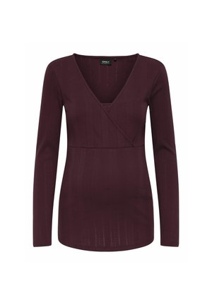 ONLY MATERNITY, T-shirt à manches longues - mottled dark red