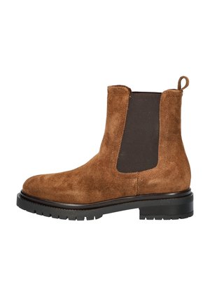 Enkellaarsjes met plateauzool - cognac