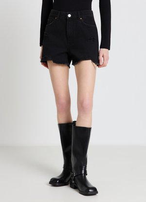 Calliope, PANTALONE JEANS CORTO TINTA UNITA - Shorts di jeans - nero denim