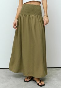 Next DROP WAIST - Jupe longue - boho khaki green