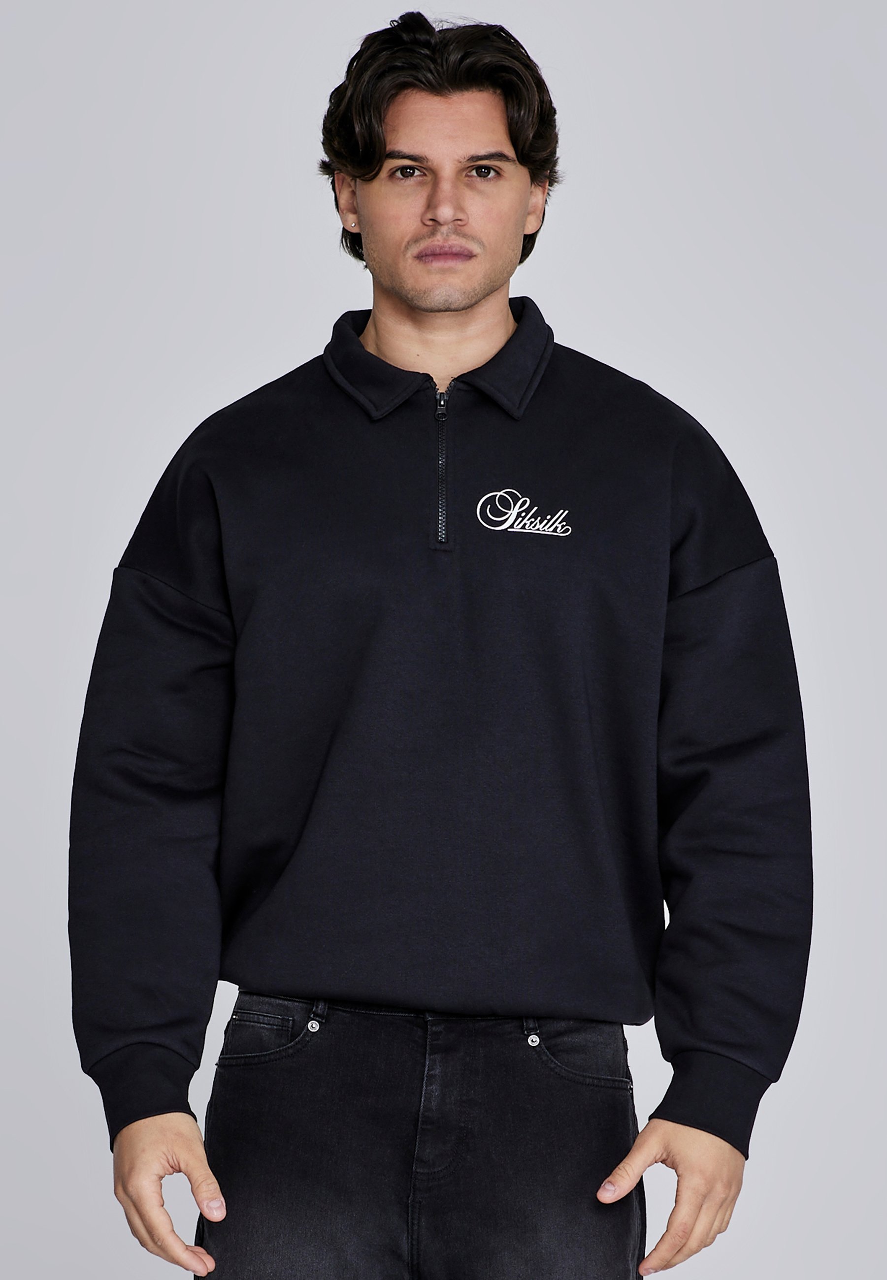 SIKSILK QUARTER ZIP - Sweatshirt - black - Zalando