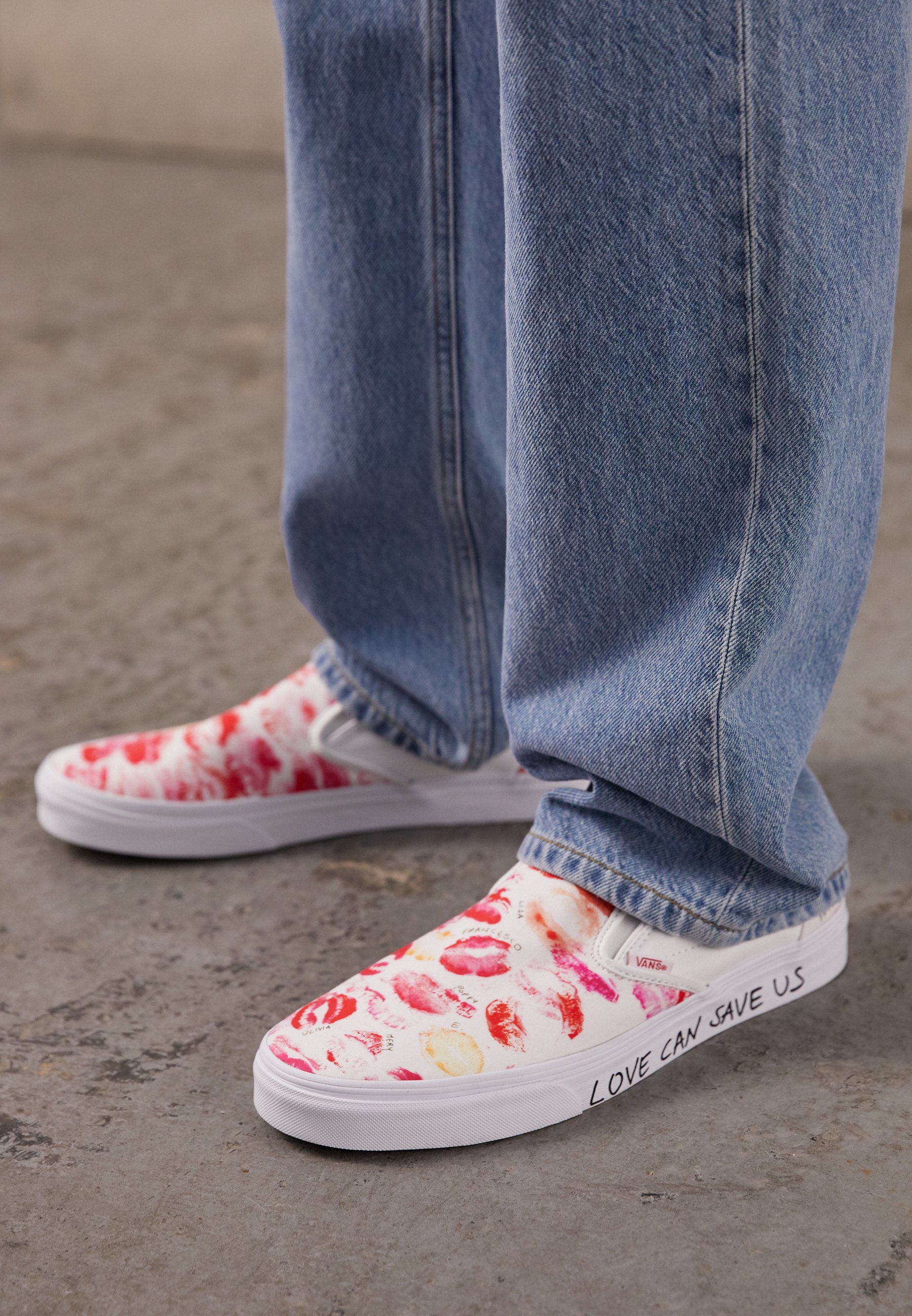 vans slip ons red and white