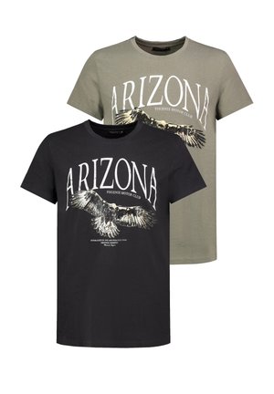 2ER-SET MIT ANIMAL-PRINT ADLER MOTIVPRINT - T-Shirt print - grau-grün