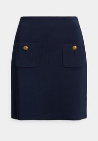 BUTTON-TRIM SWEATER PENCIL MINISKIRT - Pennkjol - navy